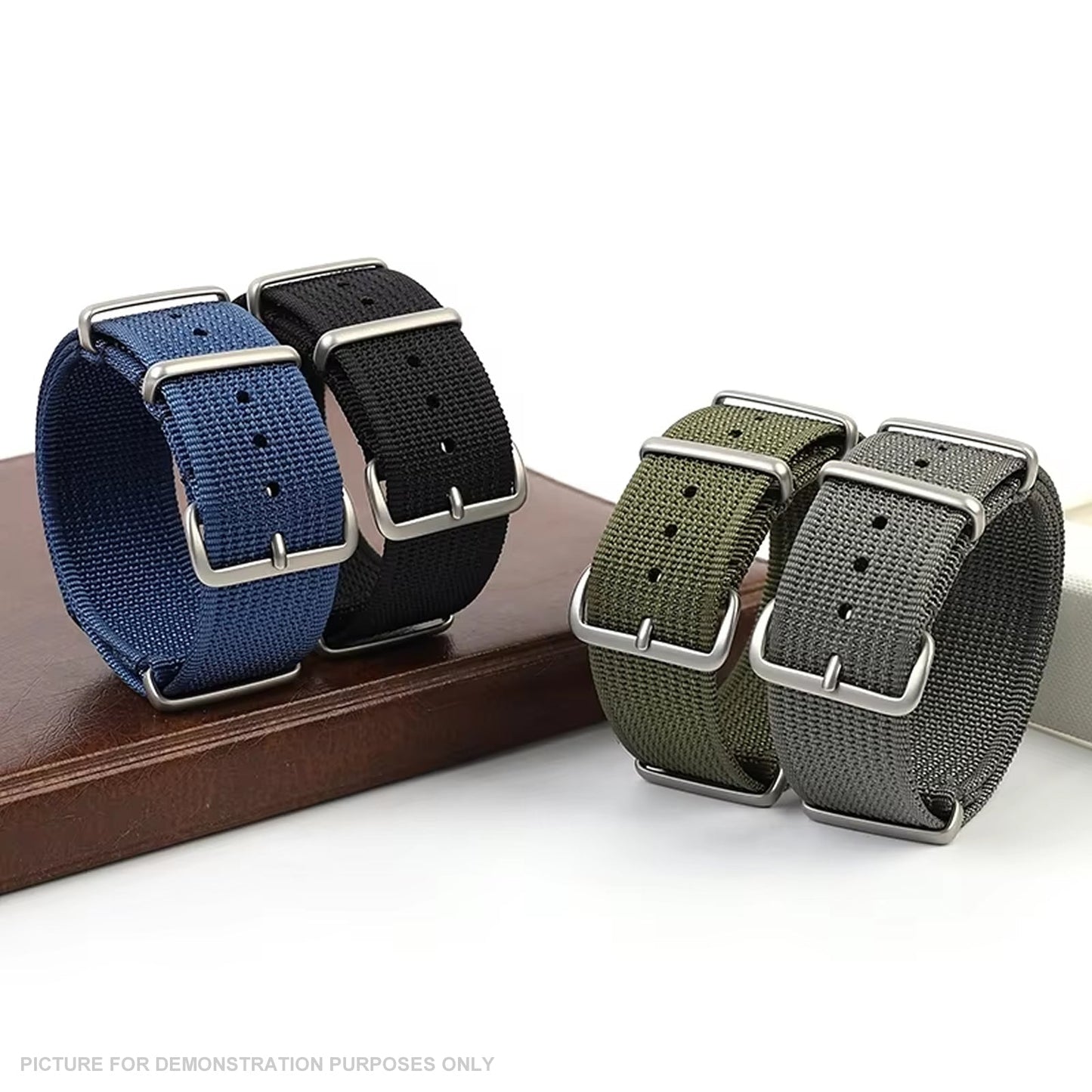REMZEIM Ribbed Nylon NATO Style Watch Strap - ARMY GREEN