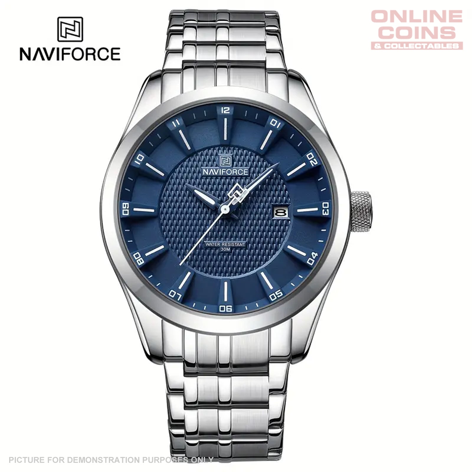 NAVIFORCE NF8032 Sports Watch - Stainless Steel with Blue Dial