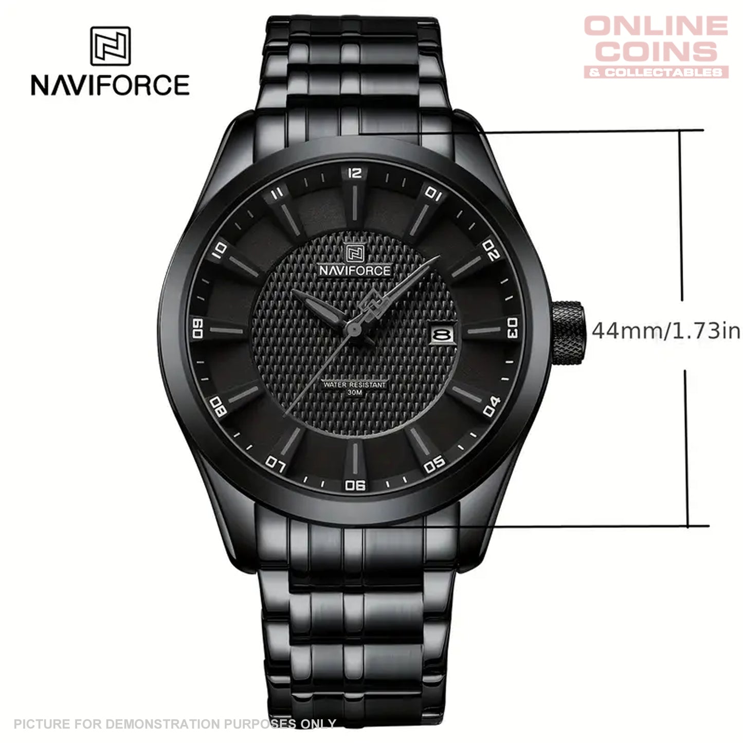 NAVIFORCE NF8032 Sports Watch - Black Stainless Steel with Black Dial