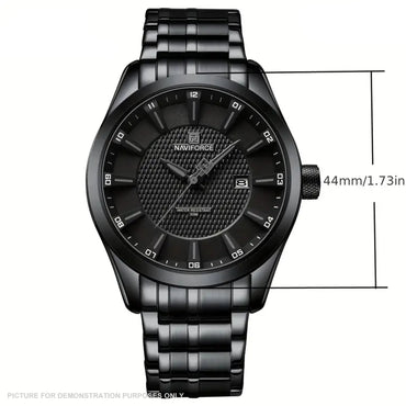 NAVIFORCE NF8032 Sports Watch - Black Stainless Steel with Black Dial