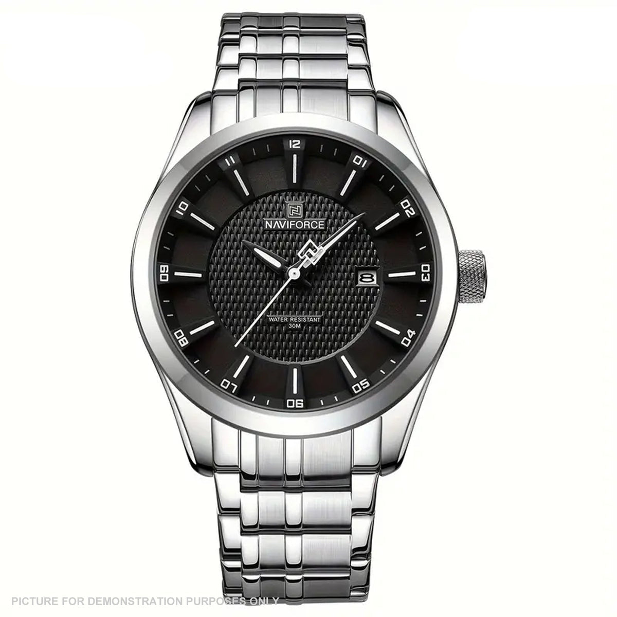 NAVIFORCE NF8032 Sports Watch - Stainless Steel with Black Dial