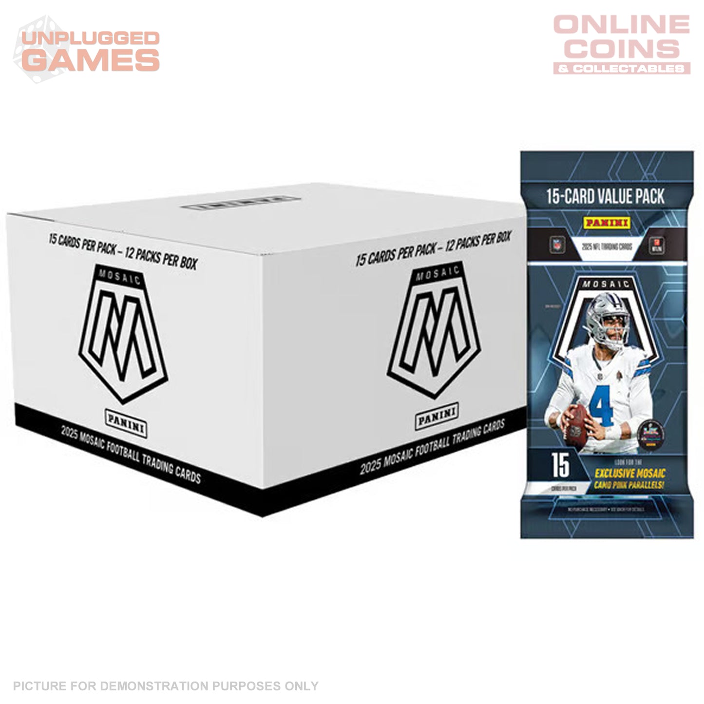 Panini Mosaic 2025 NFL Football Fat Pack - SEALED BOX (12 Packs)