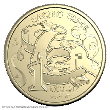 2025 Women's Weekly Birthday Cake - $1 Uncirculated Carded Coin - Racing Track