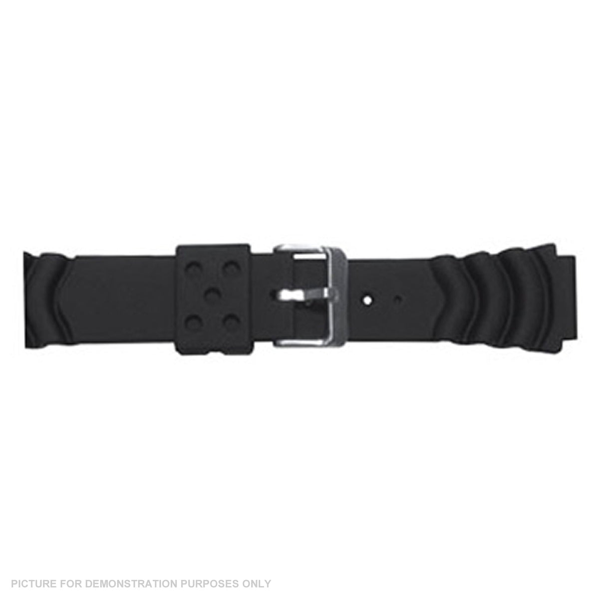 22mm Rubber Scallop Ribbed Watch Strap - Black