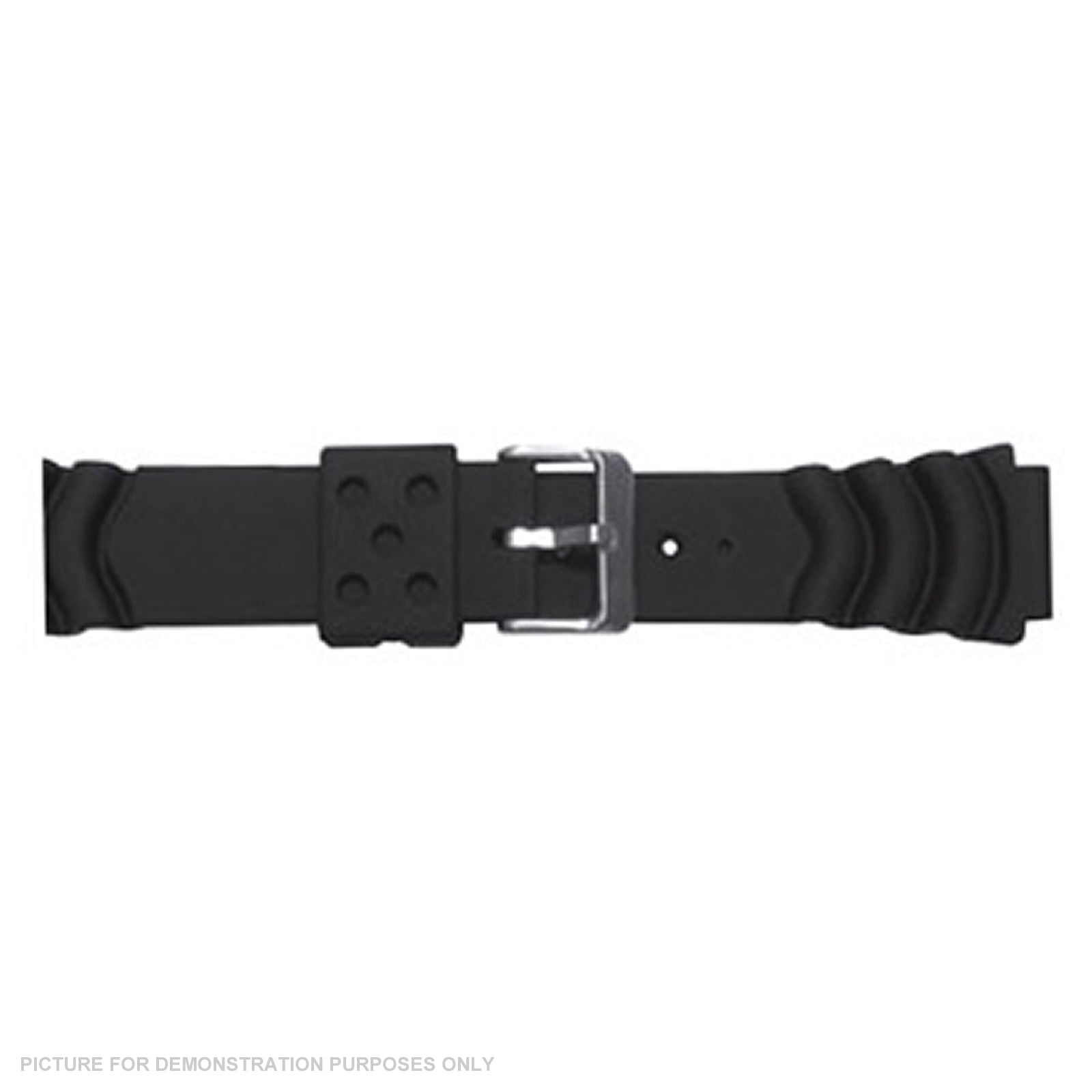 20mm Rubber Scallop Ribbed Watch Strap - Black