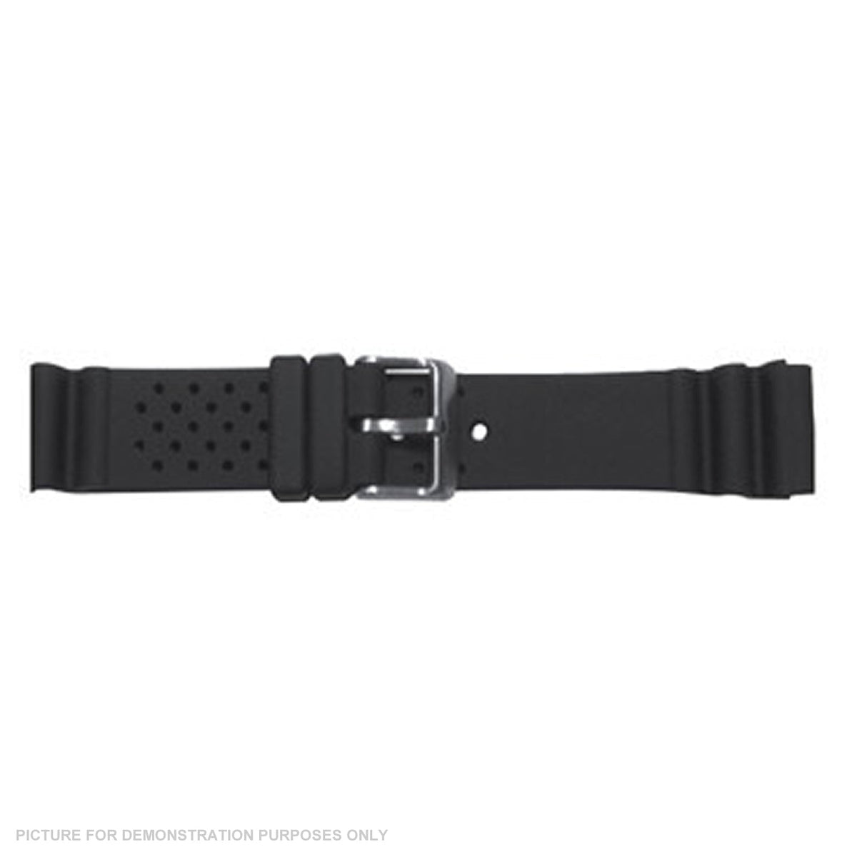 20mm Rubber Ribbed End Watch Strap - Black