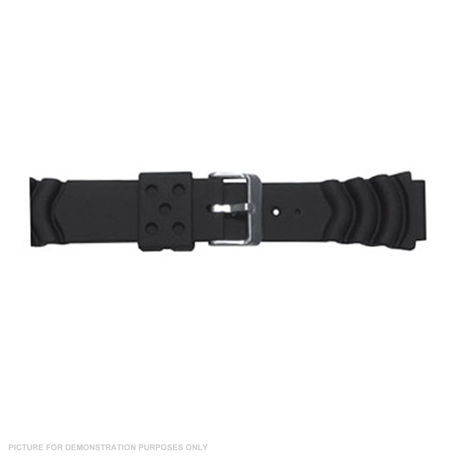 18mm Rubber Scallop Ribbed Watch Strap - Black