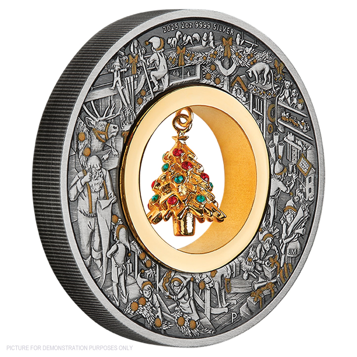 2025 Perth Mint Santa's Workshop 2oz Silver Antiqued Coloured Coin