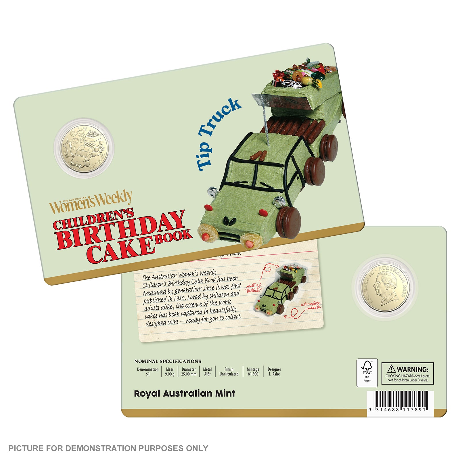 2025 Women's Weekly Birthday Cake - $1 Uncirculated Carded Coin - Tip Truck