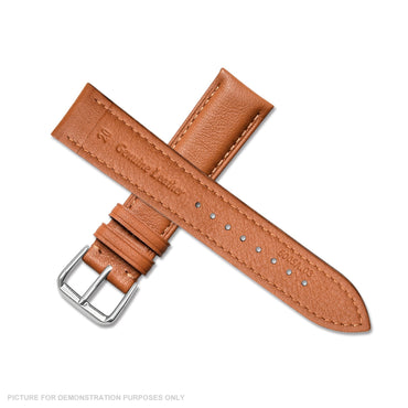 Time King 18mm Genuine Leather Watch Strap - Light Brown