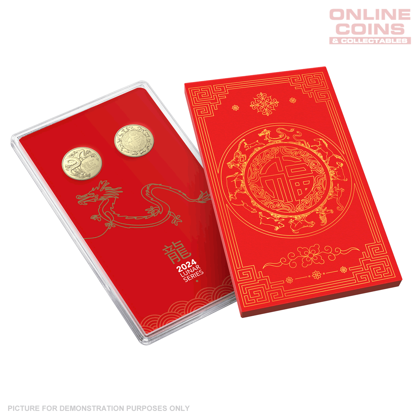 2024 $1 AlBr Uncirculated Two Coin Set - Year Of The Dragon
