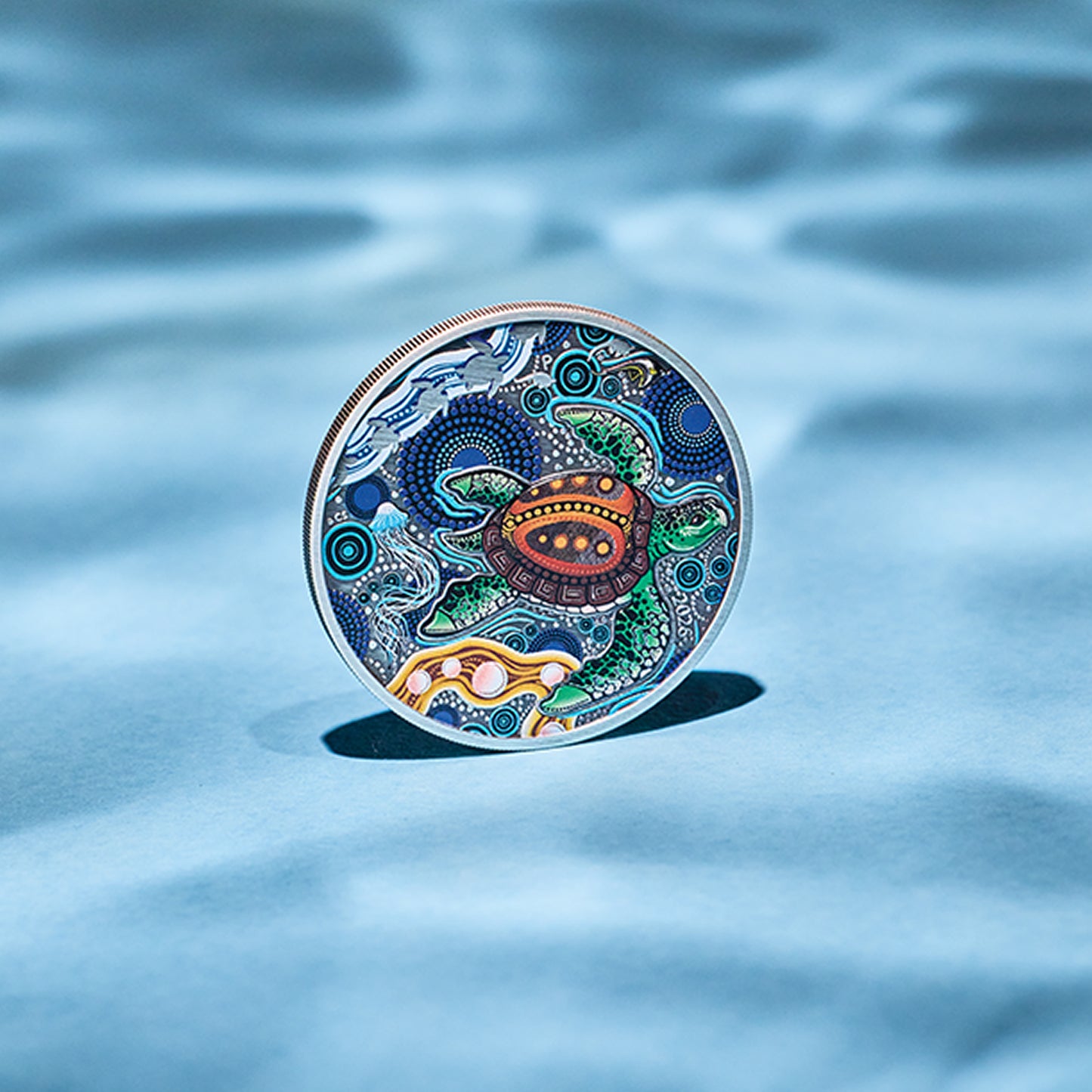 2026 Perth Mint 2oz Silver Antiqued Coloured Coin - Turtle Yaunati