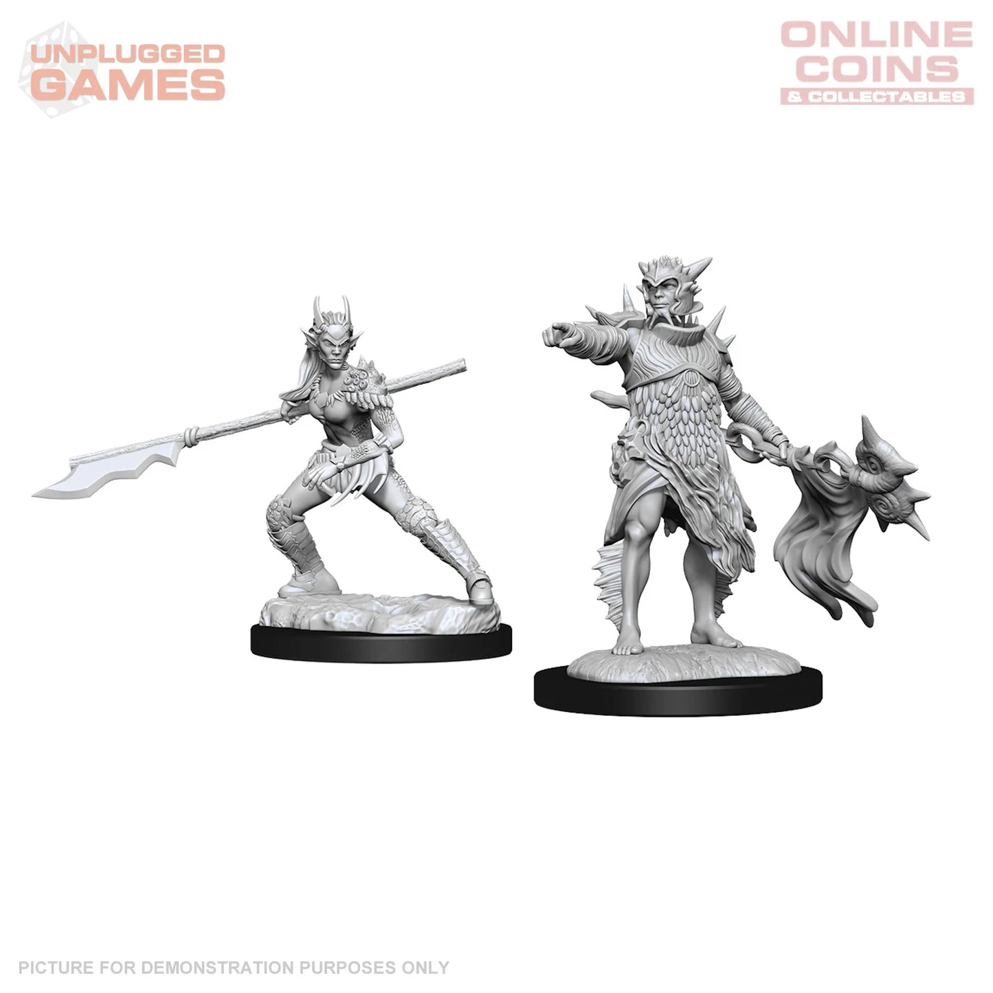 Magic the Gathering Unpainted Miniatures - Coralhelm Commander & Halimar Wavewatch (Merfolk)