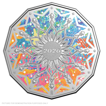 RAM 2026 Christmas Decoration 50c Uncirculated Coloured Coin - Aqua/Yellow