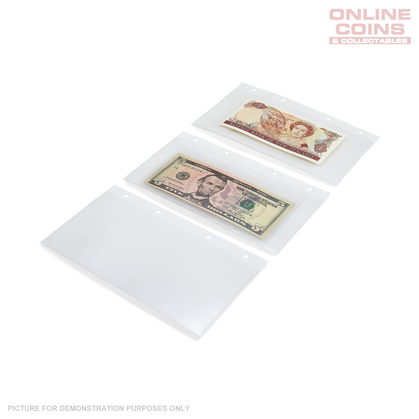 Banknote sheets refill pack for Charta album, inner format 200 x 112 mm, 10pc pack