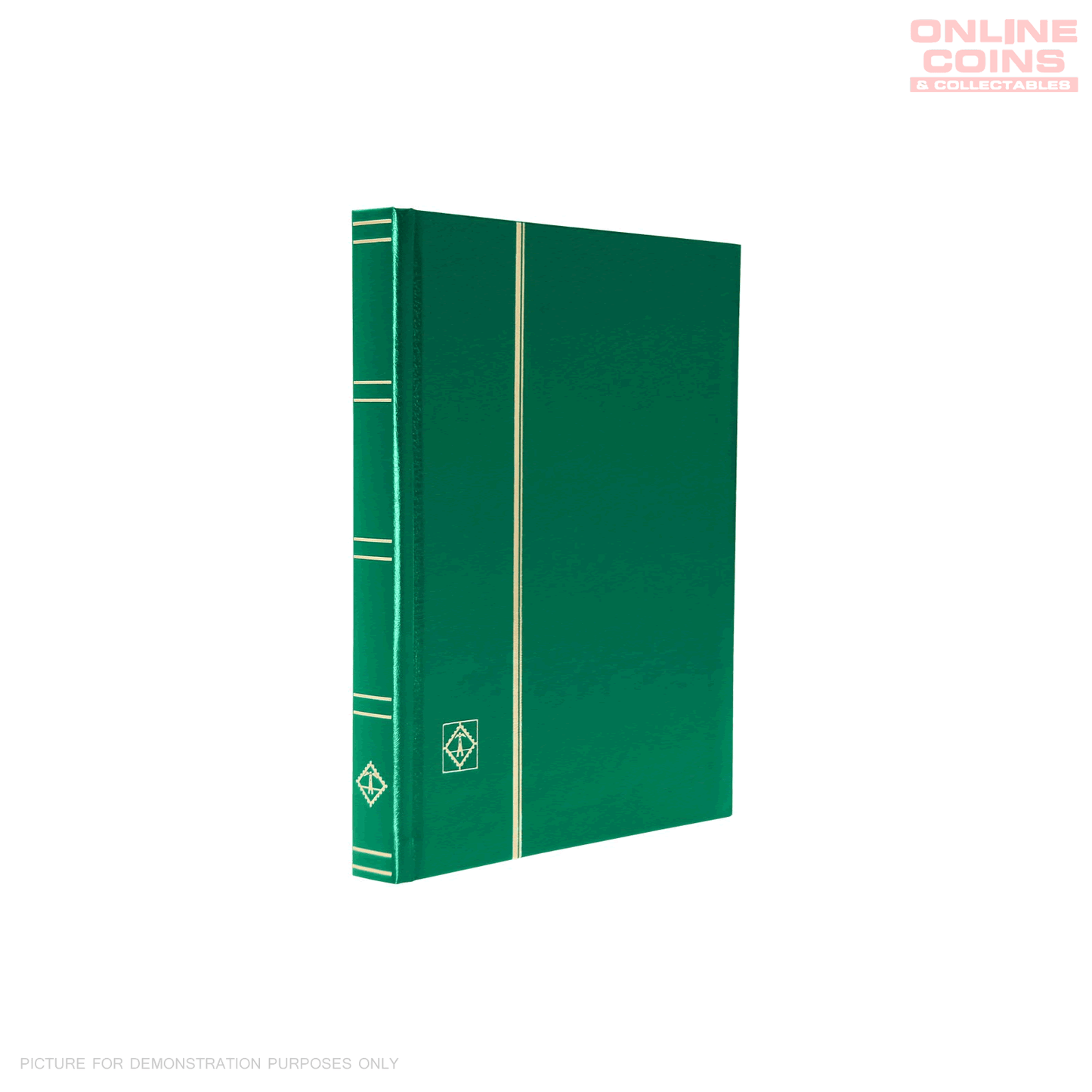 Lighthouse A5 Stockbook with 32 Black Pages and 6 Pockets per Page - Green