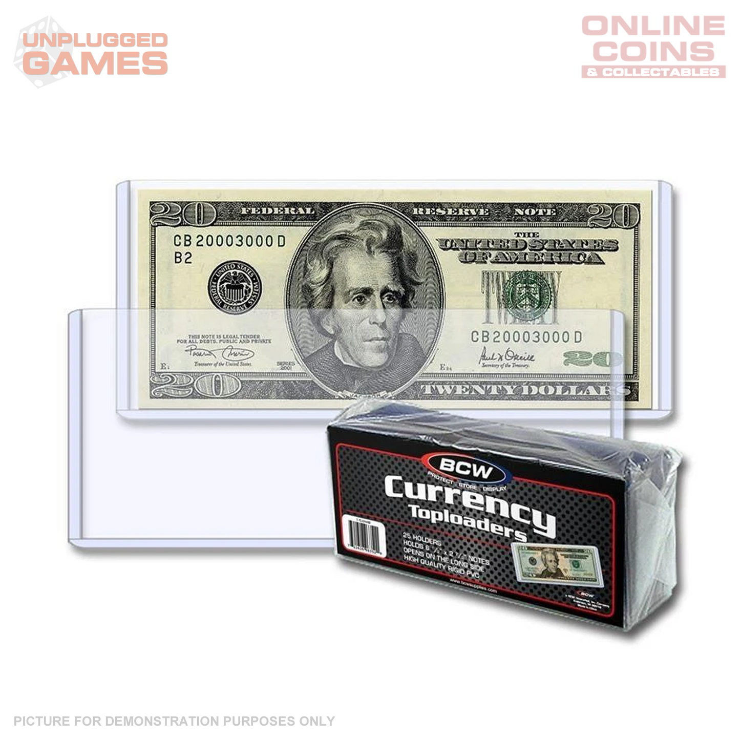 BCW Toploader Holder Currency - Regular Bill - Pack 25