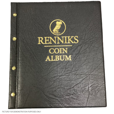 Renniks Coin Album- BLACK- Includes 6 Pages- Holds 225 COins (TINY POSTS) (Copy)