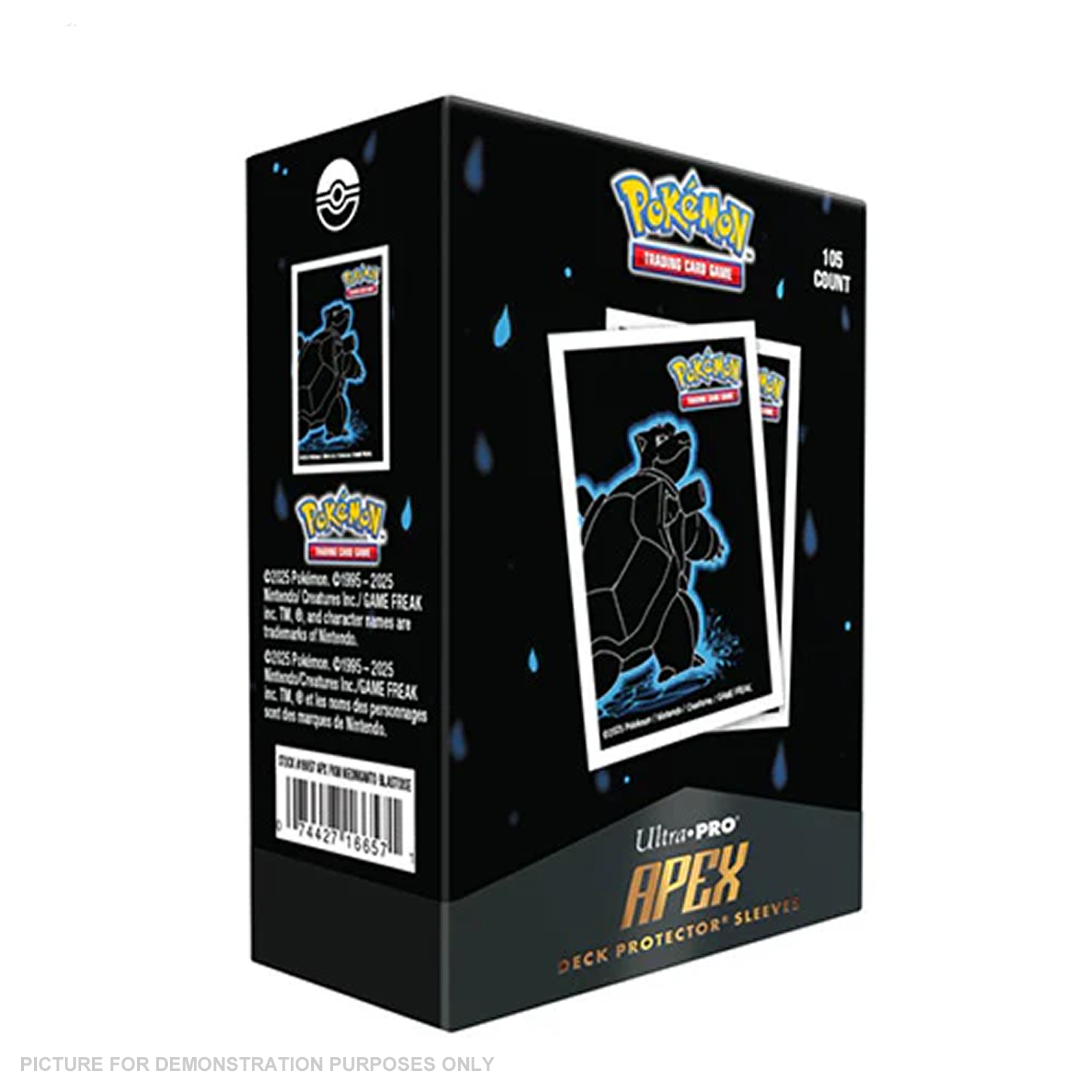Pokemon Neon Kanto 105ct APEX Deck Protector Sleeves Blastoise
