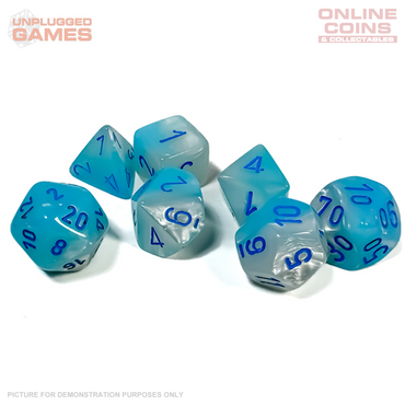 Chessex Gemini Pearl Turquoise-White/Blue Luminary 7-Die Set