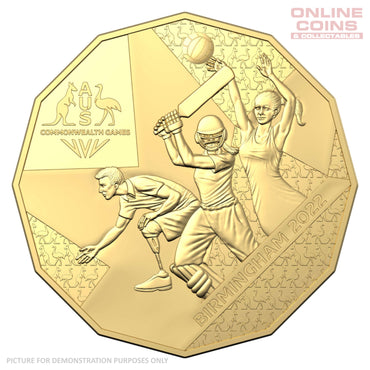 2022 50c CuNi Gold Plated Uncirculated Carded Coin - 2022 Commonwealth Games
