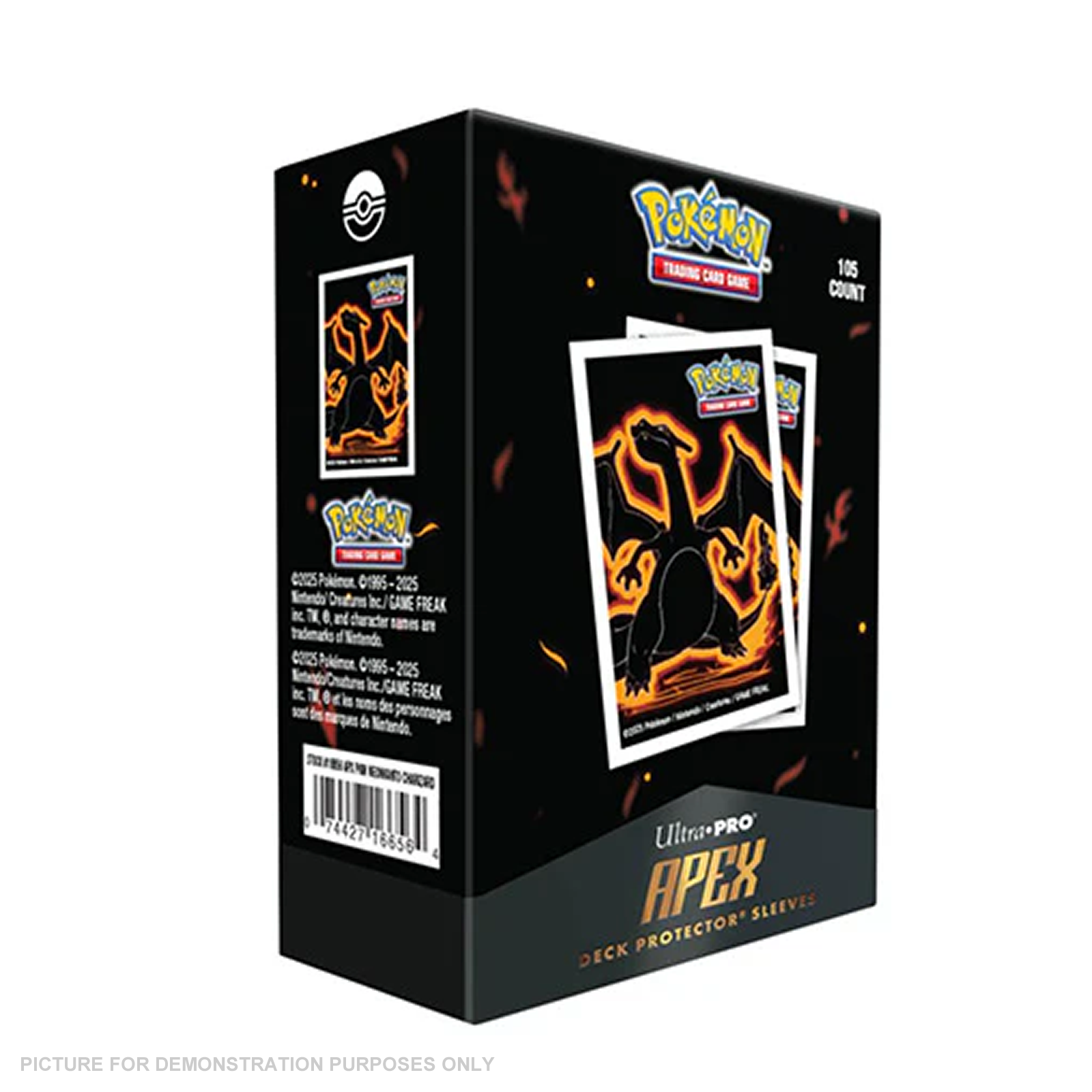 Pokemon Neon Kanto 105ct APEX Deck Protector Sleeves Charizard