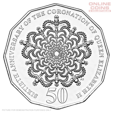 2013 - Royal Australian Mint - 60th Anniversary of the Queen's Coronation - Uncirculated 50c Carded Coin