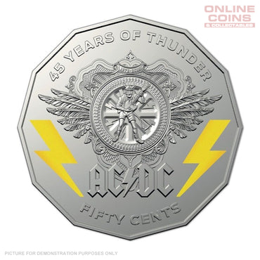 2018 Royal Australian Mint - AC/DC 45 Years of Thunder - Uncirculated 50c Carded Coin