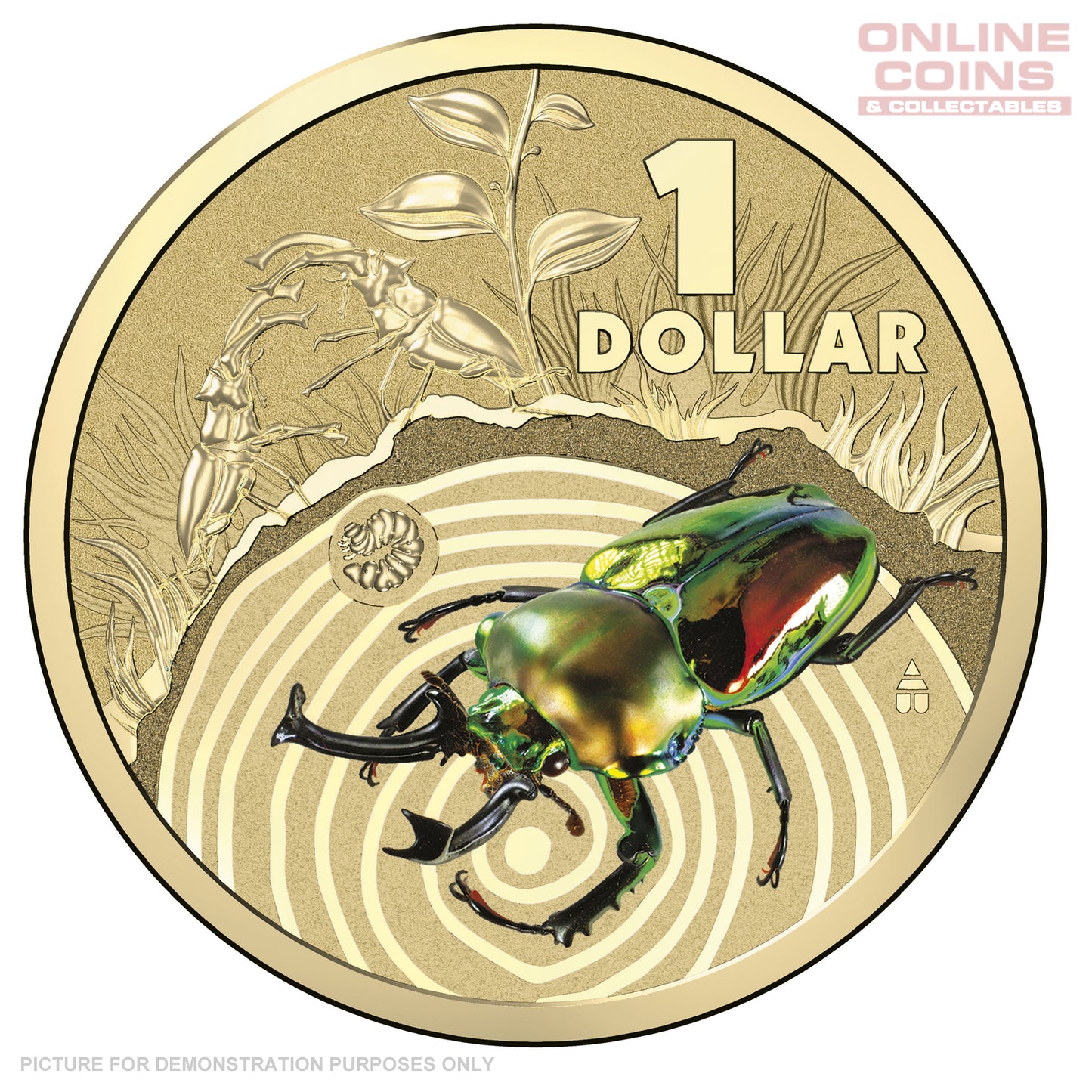 2014 Royal Australian Mint - Bright Bugs - Stag Beetle - Uncirculated $1 Carded Coin