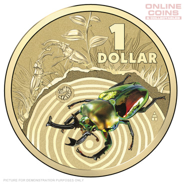 2014 Royal Australian Mint - Bright Bugs - Stag Beetle - Uncirculated $1 Carded Coin
