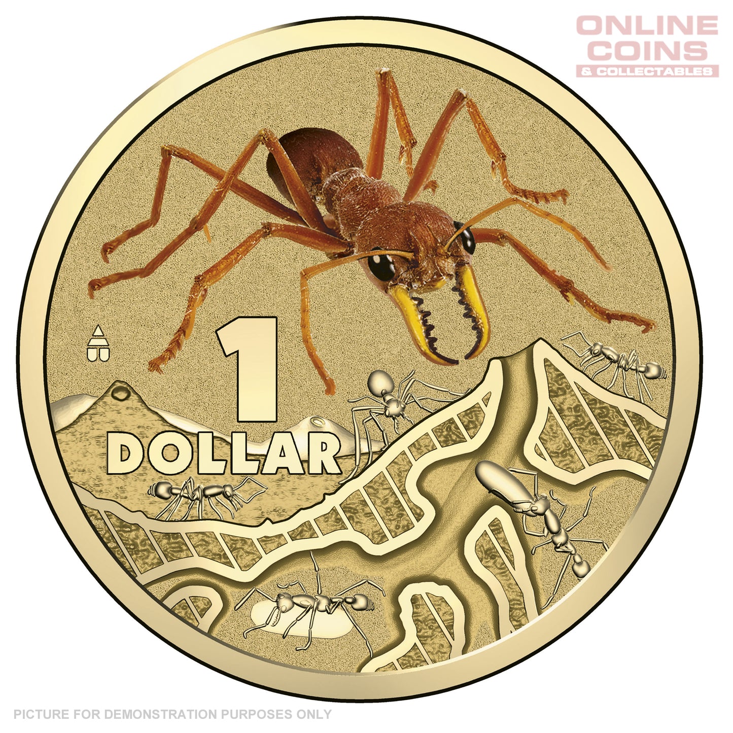 2014 Royal Australian Mint - Bright Bugs - Red Bull Ant - Uncirculated $1 Carded Coin