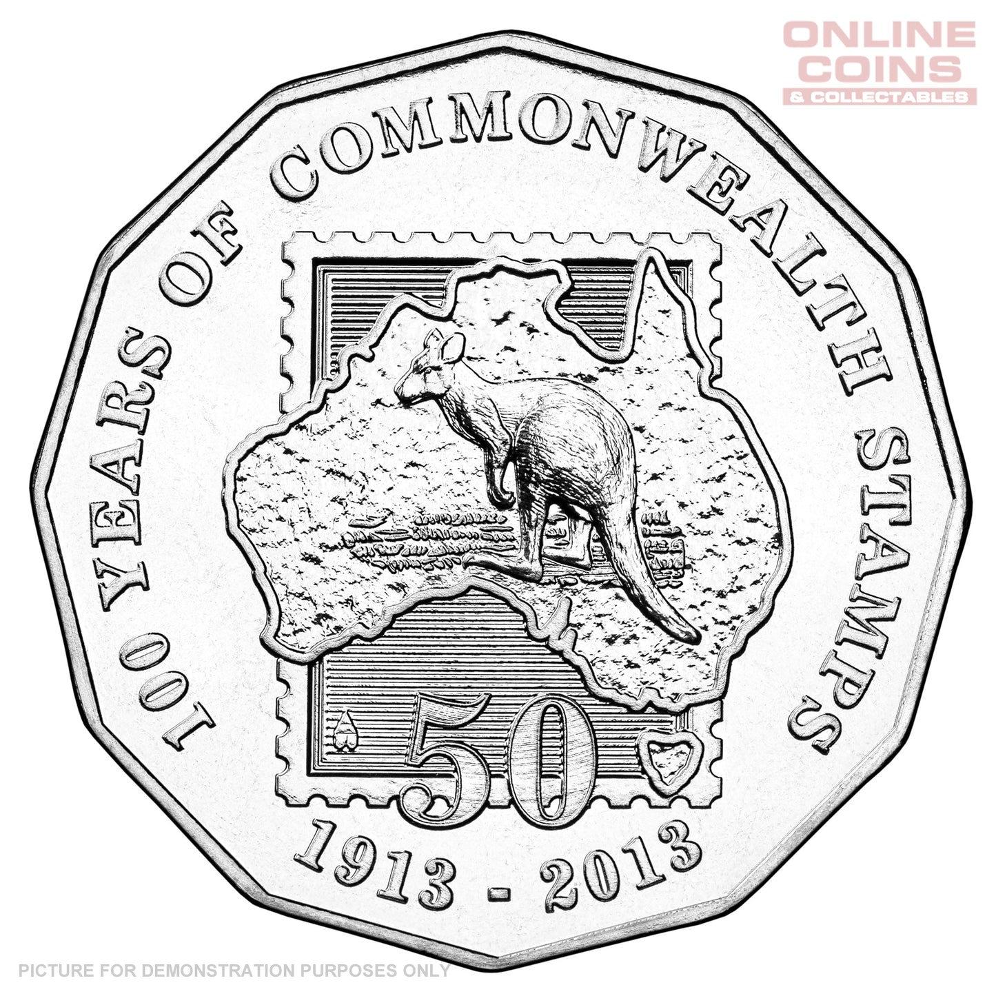 2013 - Royal Australian Mint - 100 Years of Commonwealth Stamps - 50c Uncirculated Carded Coin