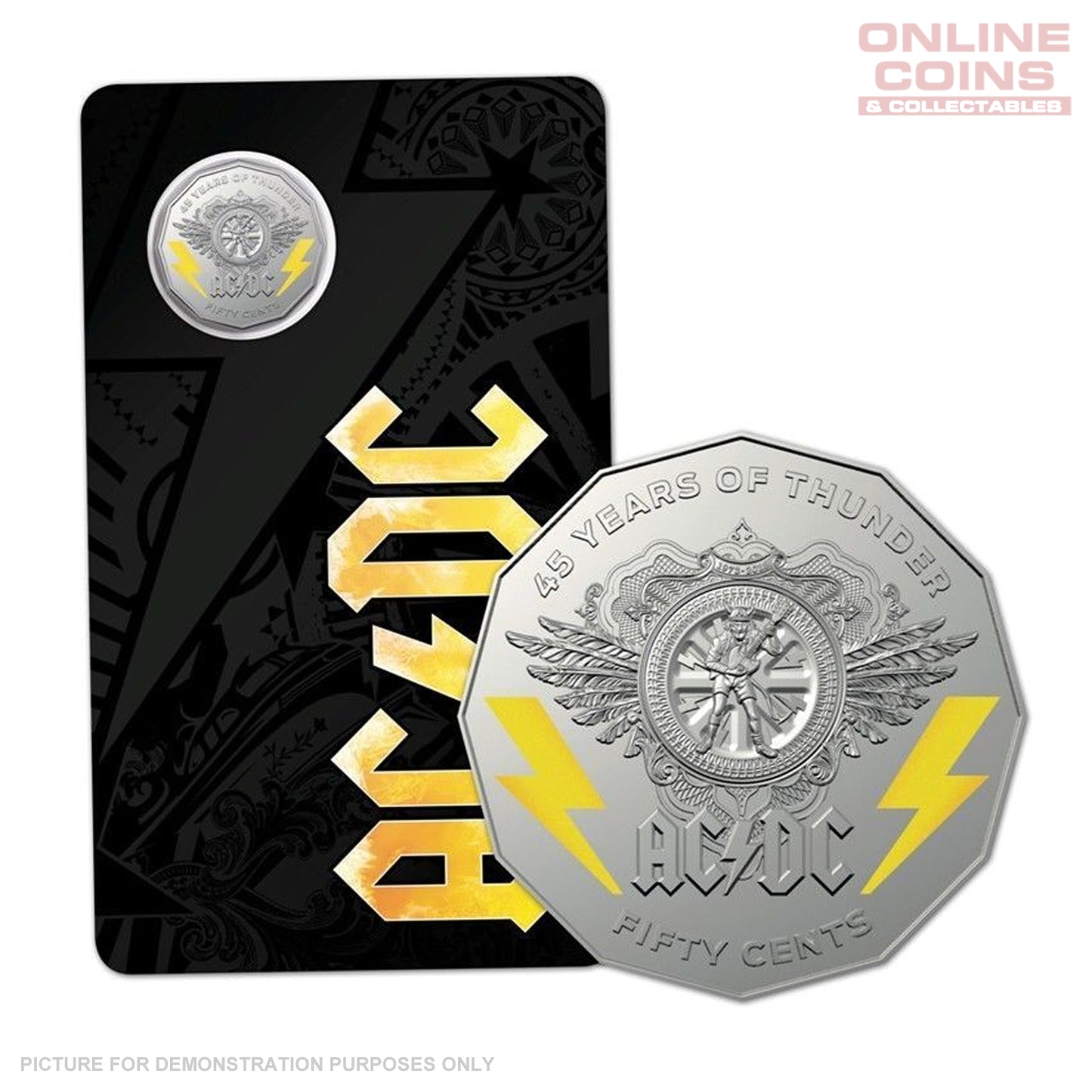 2018 Royal Australian Mint - AC/DC 45 Years of Thunder - Uncirculated 50c Carded Coin