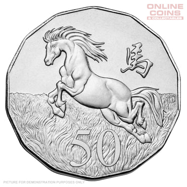 2014 Royal Australian Mint - Lunar Year of the Horse - Uncirculated 50c Tetra-decagon Carded Coin