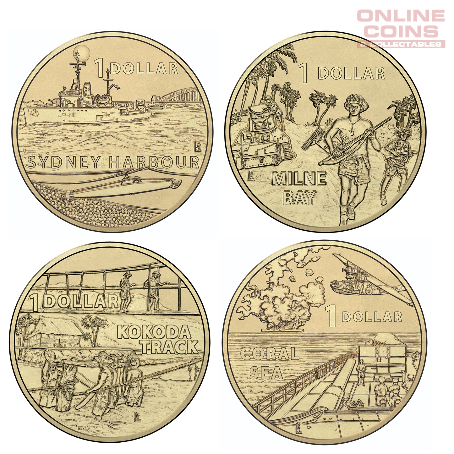 2017 $1 Uncirculated Four Coin Set - A War Close To Home