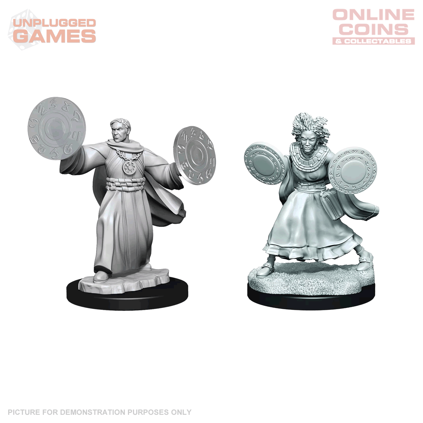 Critical Role Unpainted Miniatures - Human Graviturgy and Chronurgy Wizards