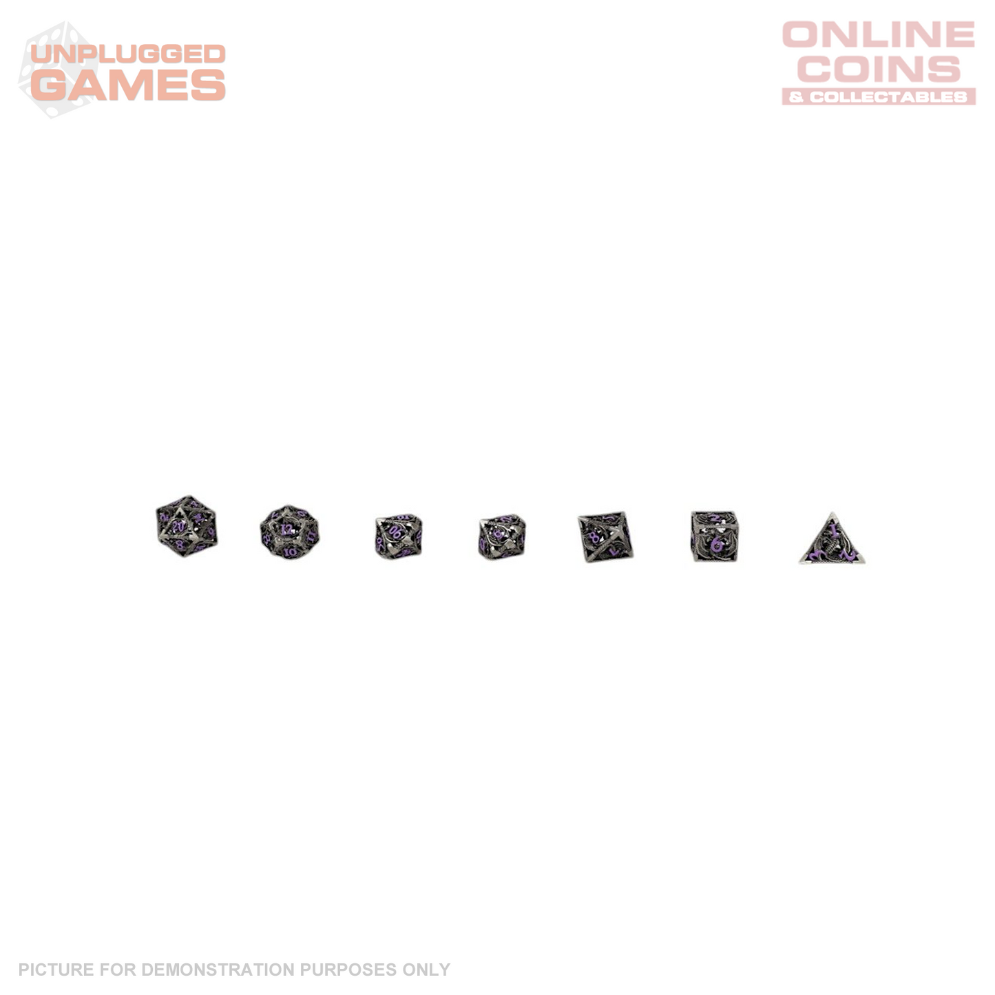 LPG Dice Dragon Hollow Dice Set Metal/Purple