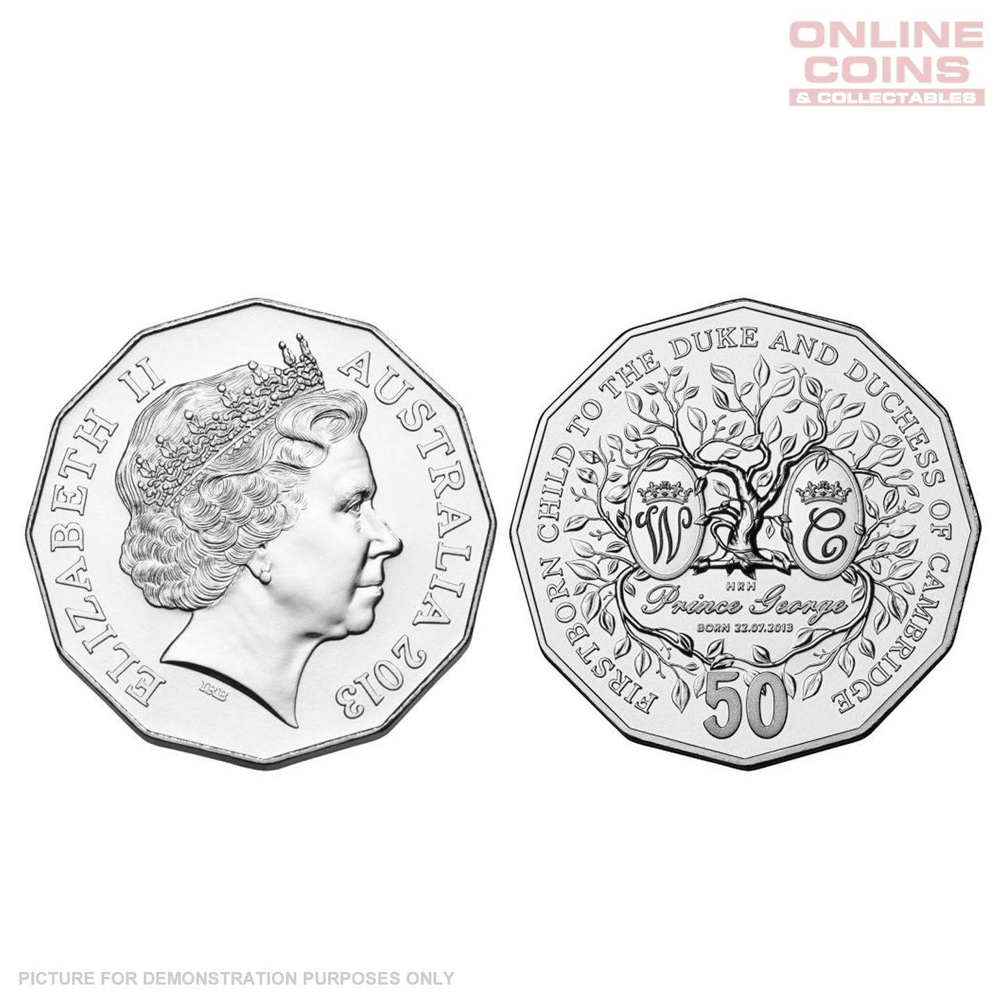 2013 50c CuNi Uncirculated Carded Coin - Royal Collection - Firstborn baby of the Duke and Duchess of Cambridge
