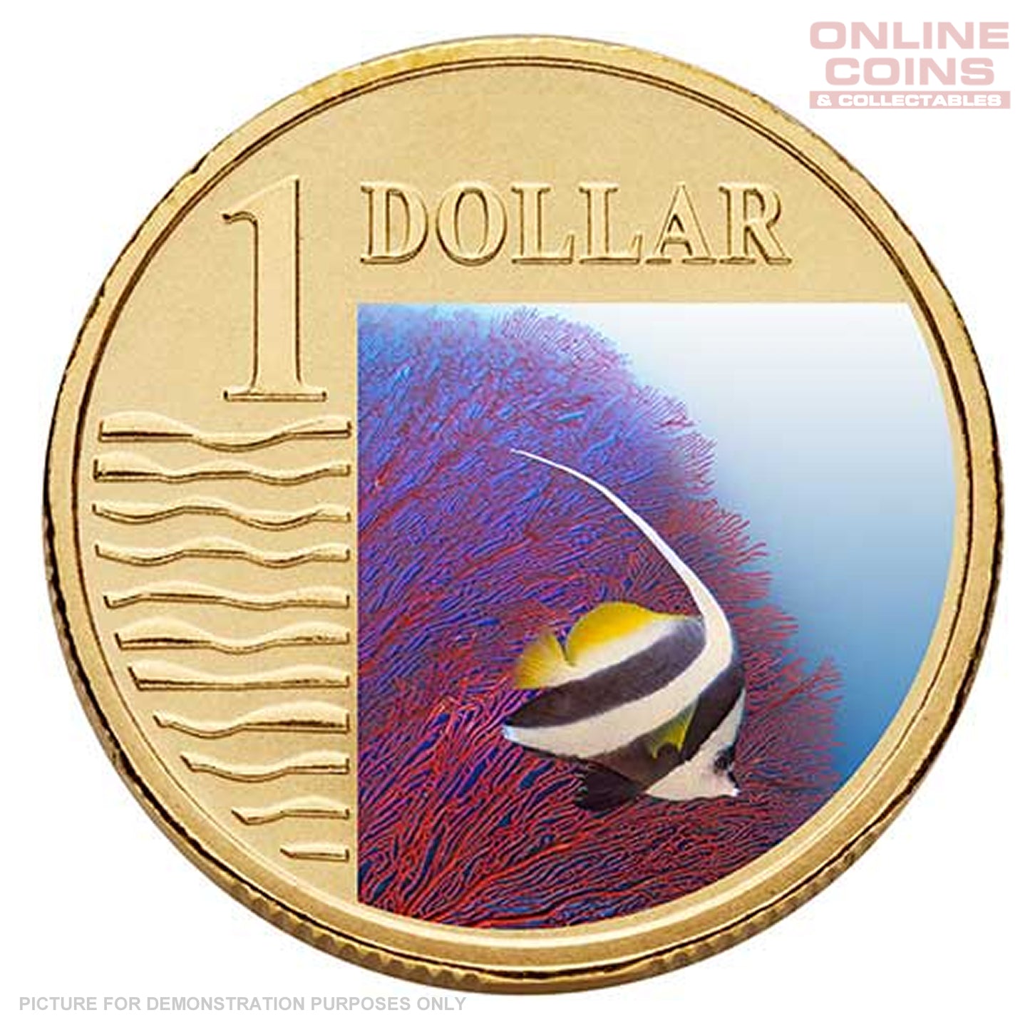 2007 $1 AlBr Coloured Uncirculated Carded Coin - Ocean Series Bannerfish