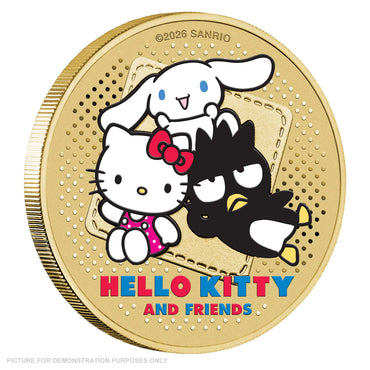 2026 - Perth Mint - Hello Kitty, Cinnamoroll & Badtz-Maru Stamp and Coloured Coin Cover
