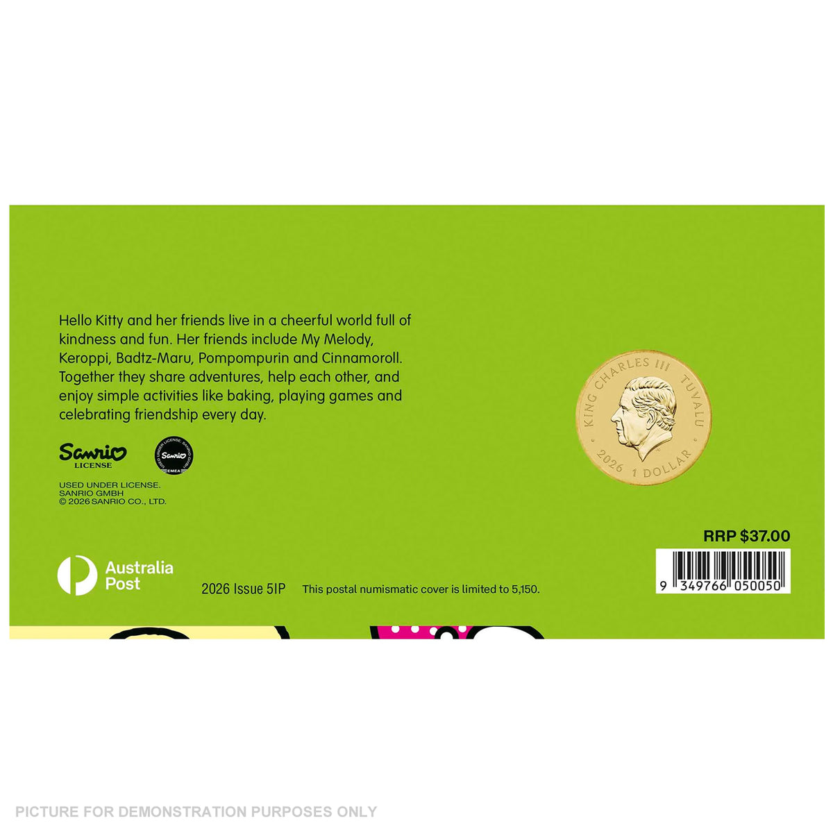 2026 - Perth Mint - Hello Kitty and Friends Stamp and Coloured Coin Cover