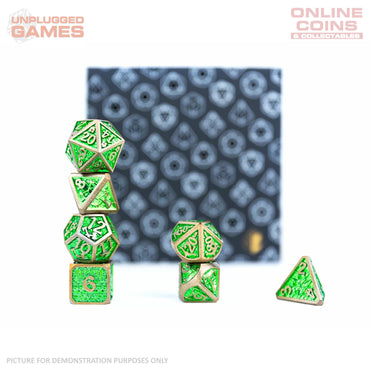 LPG Dice Set - Metal RPG Draco Bright Green/Brass