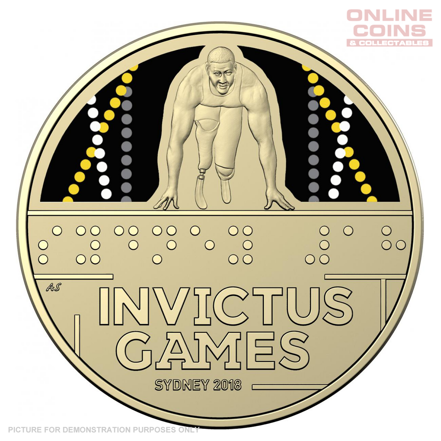 2018 $1 AlBr Frosted Coloured Uncirculated Carded Coin - Invictus Games