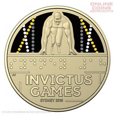 2018 $1 AlBr Frosted Coloured Uncirculated Carded Coin - Invictus Games