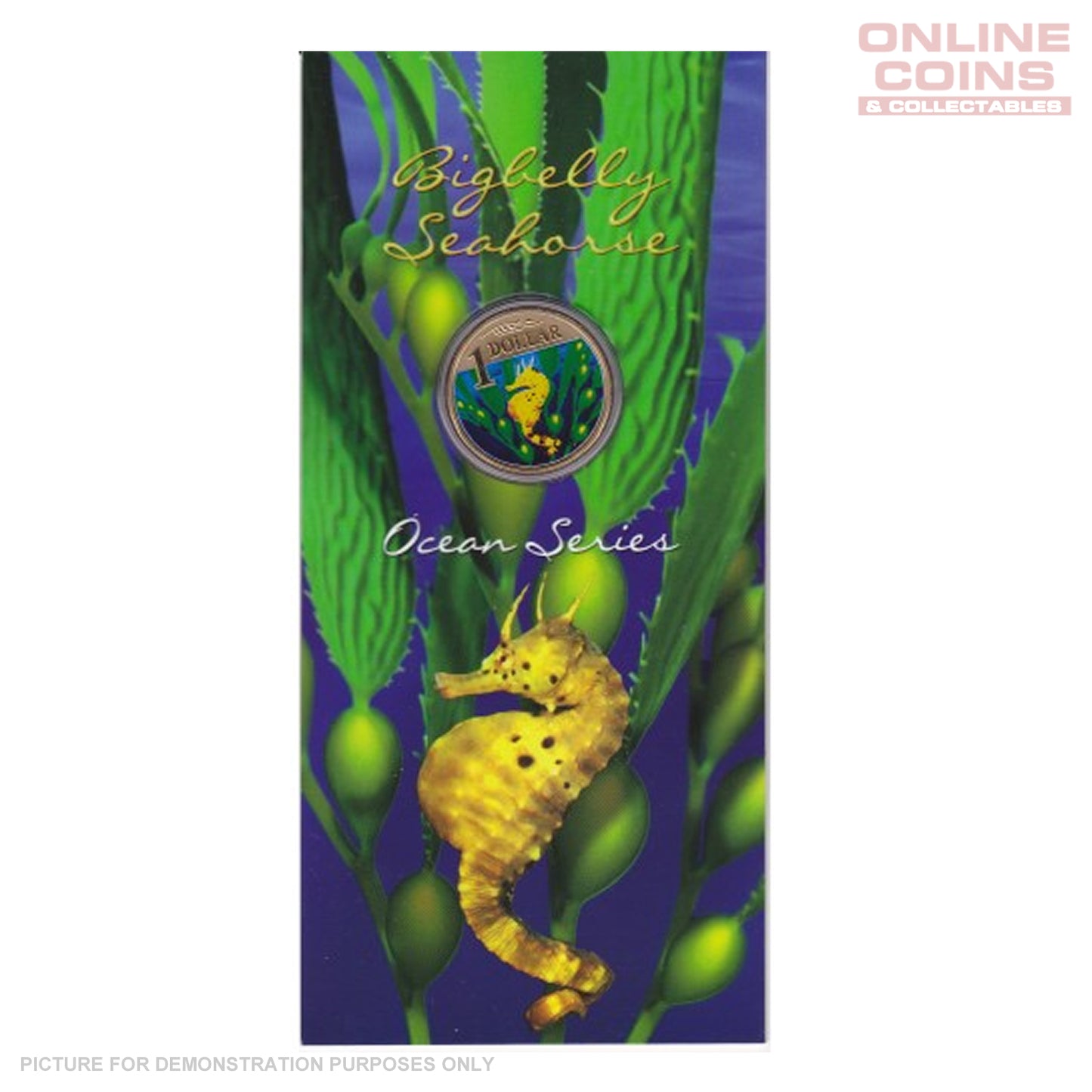 2007 $1 CuNi Coloured Uncirculated Carded Coin - Ocean Series Bigbelly Seahorse