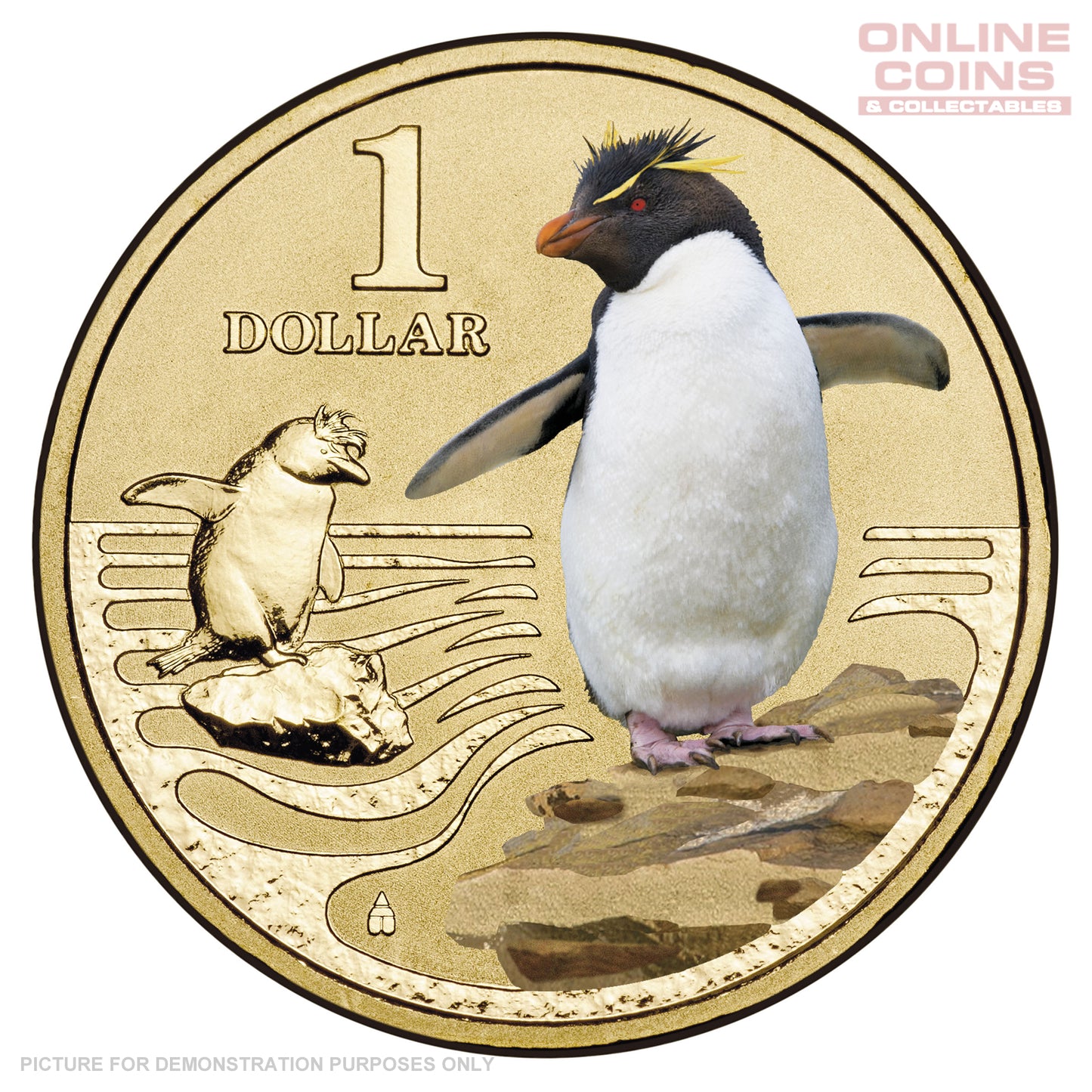 2013 $1 AlBr Uncirculated Carded Coin - Polar Animals Series - Rockhopper Penguin