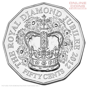 2012 Royal Australian Mint- Diamond Jubilee (60 Years) - Uncirculated 50c Carded Coin
