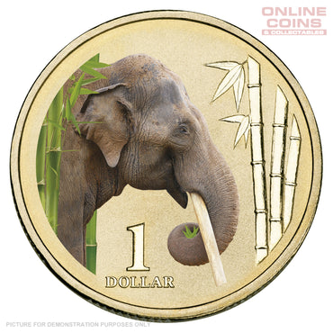 2012 $1 AlBr Uncirculated Carded Coin - Animals of the Zoo series- Asian Elephant