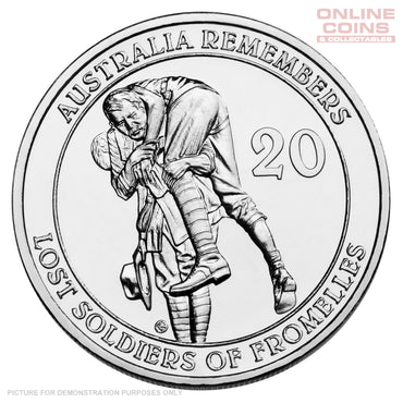 2010 Royal Australian Mint - Australia Remembers - Lost Soliders of Fromelles - Uncirculated 20c Carded Coin