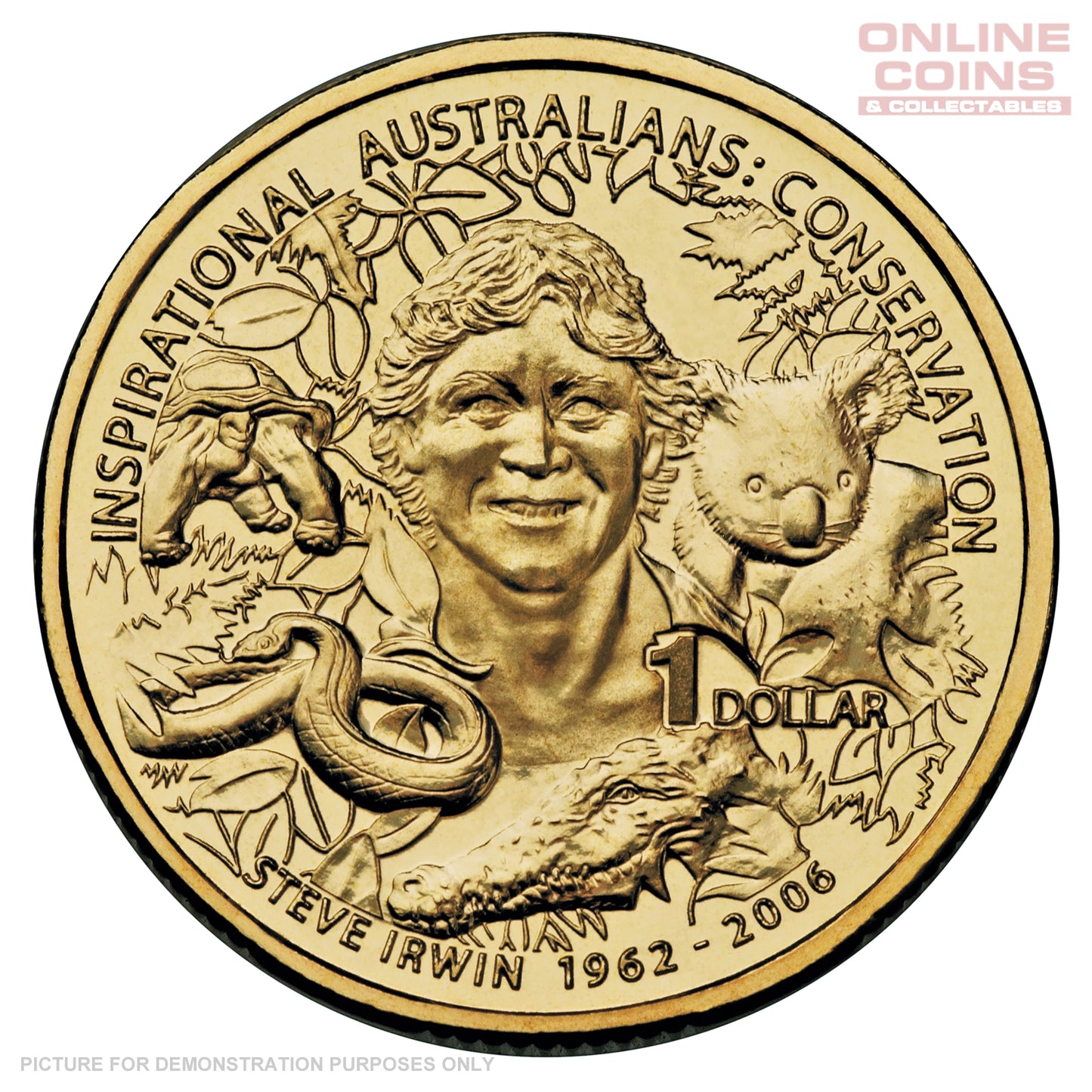 2009 Royal Australian Mint - Inspirational Australians - Steve Irwin - Uncirculated $1 carded coin